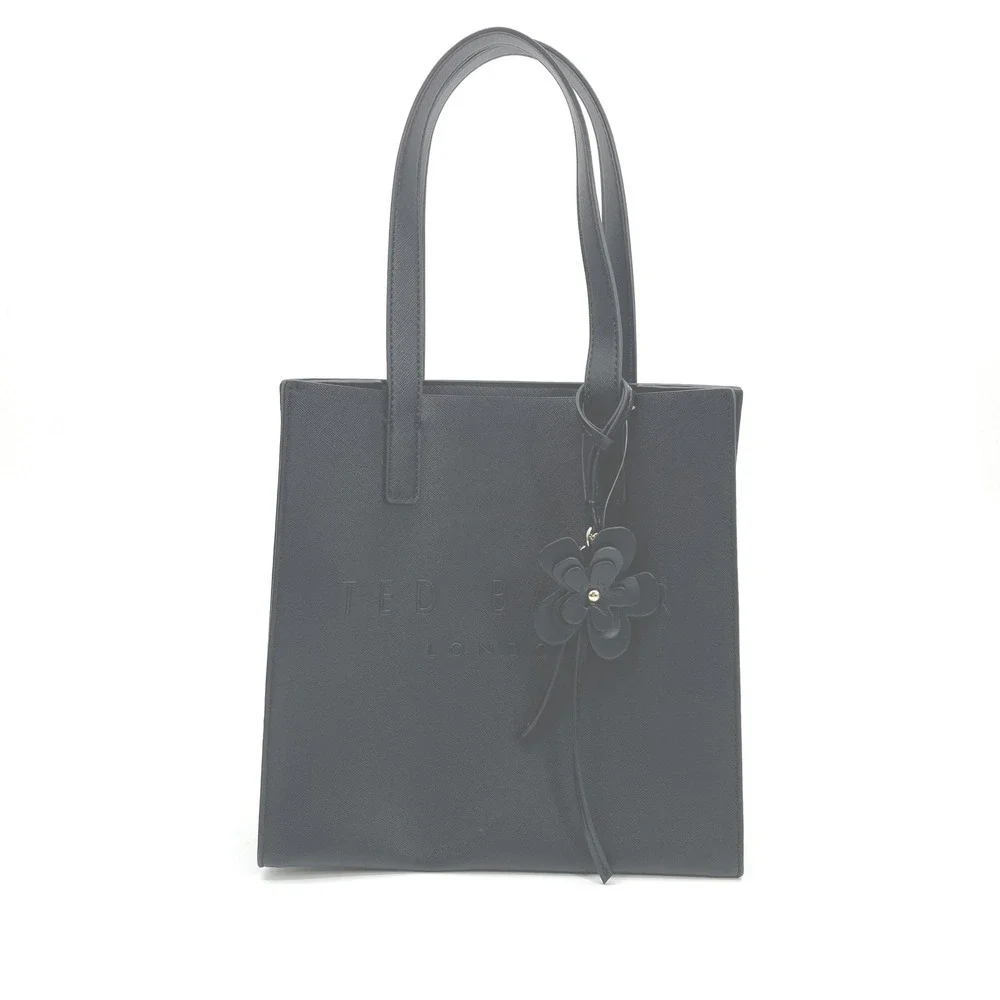 Ted Baker Tote The Icon Bag Womens OS Black‎ Minimalist Floral Charm Luxury NWT